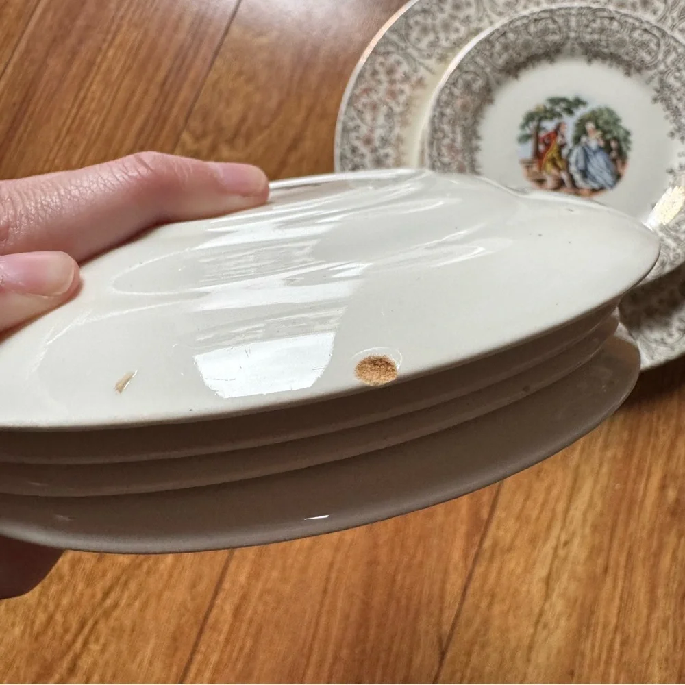 1940s  Sebring Pottery Co Made In USA Chantilly 22k Gold Trim Dish Set of 13